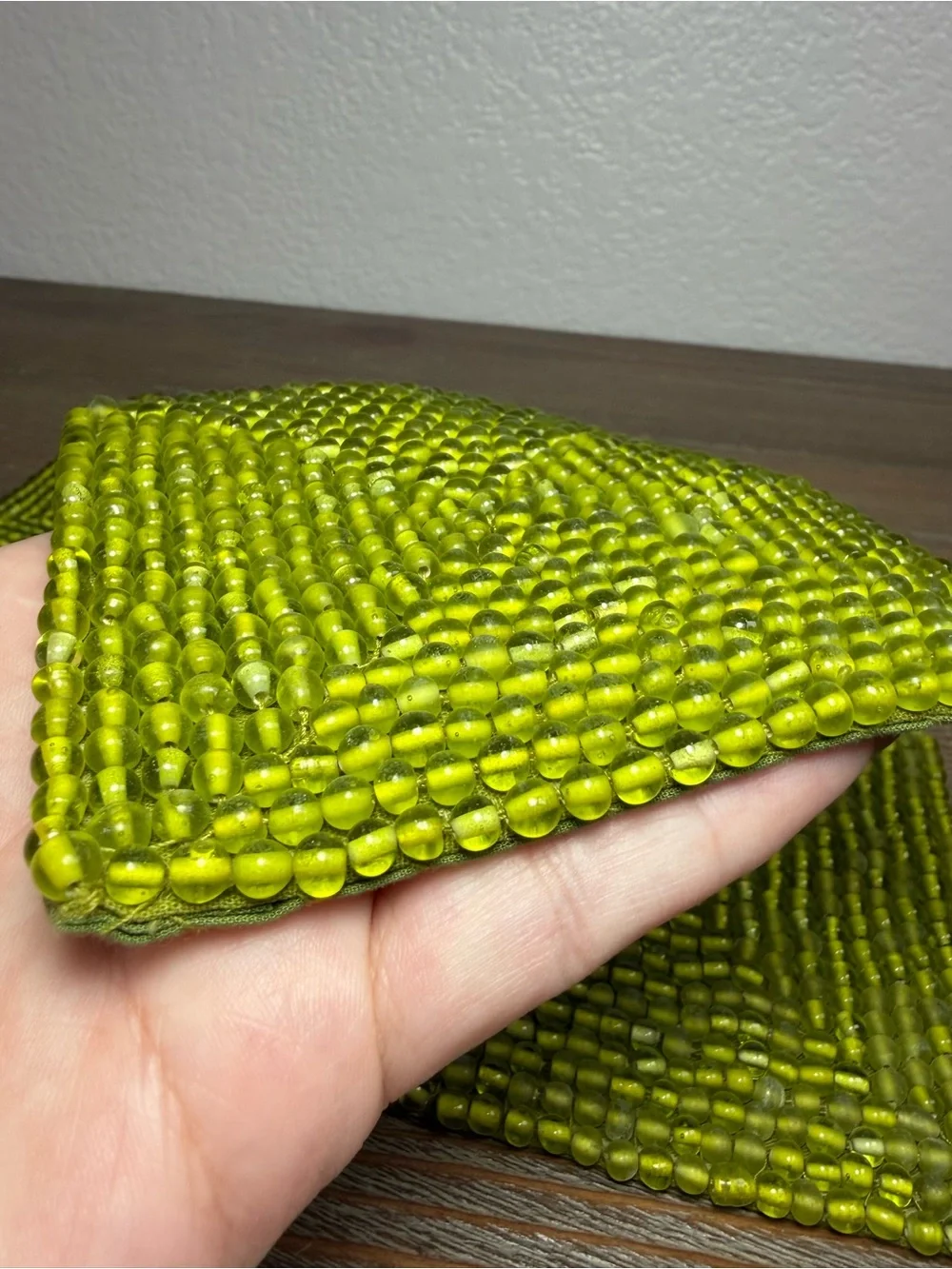 NWT Pottery Barn Green Glass Beaded Coasters Set of Four 4” Square Made in India